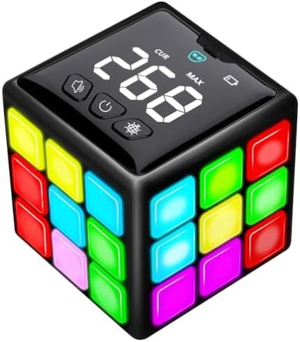 Rechargeable Handheld Game Cube – 15 Brain & Memory Challenges with Score Display for kids
